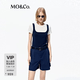 MO&Co.【秦嵐同款】針織衫2026夏新品假兩件方領坑條顯瘦MBF2SWTT06 深寶藍色 S /160