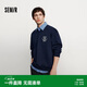 森馬（Semir）衛衣男冬季學院風假兩件情侶裝加絨oversize繡花109725116202