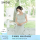 SNIDEL連衣裙女26春夏新品優(yōu)雅雪紡荷葉邊泡泡袖露肩長裙SWFO261144 薄荷綠 M