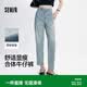 森馬（Semir）森柔|牛仔褲女夏季半松緊腰做舊長褲女生基礎錐形褲103325124004