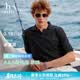 HAZZYS【情侶款】哈吉斯男女裝 26新款夏季海鷗領短袖polo衫 黑色BK -男款 L （175/96A 48）