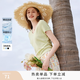 香影正肩v領修身t恤女短袖2026夏季新款設計感收腰顯瘦輕薄短上衣 綠色 L 165/110-125斤/上衣45.5CM