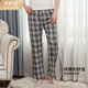 小護士（CHERISH LIFE）內衣睡褲男睡衣夏家居褲【純棉大碼】寬松休閑長(cháng)褲SZK001 煙灰小格 S (165)