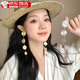 宜品達(dá)老錢風(fēng)金色長(zhǎng)款流蘇耳環(huán)女氣質(zhì)高級(jí)感2026新款方圓臉夸張度假耳飾 金色圓片流蘇耳環(huán)