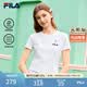 FILA 斐樂官方女裝針織短袖衫2026春新款時尚休閑小貓刺繡圓領涼感T恤 云菇白-WT L (105) 170/88A/L