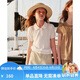ELLE KIDS童裝 法式短袖針織衫女童夏季新款學院風娃娃領絞花上衣