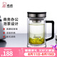 希諾（heenoor）雙層玻璃杯男士耐熱防燙帶把帶手柄商務(wù)辦公玻璃水杯過濾茶杯子 時(shí)尚拉絲杯蓋-不銹鋼部件420ml