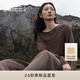 BSIEE本澀2026年秋季新款優(yōu)雅風(fēng)純色連袖套頭針織衫休閑褲兩件套 咖啡色 S