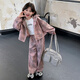 迪士尼（Disney）女童秋裝套裝2024新款洋氣兒童潮酷穿搭衛(wèi)衣外套春秋臟臟褲兩件套 粉色 160cm