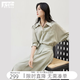 對白舒適萊賽爾今年流行漂亮套裝裙女2026夏新款襯衣半身裙兩件套 灰豆綠 L