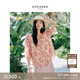 玖姿·安娜蔻復古甜美風植物印花雪紡七分袖單上衣女2026夏季新款 花桃紅 XL