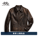 RRL 男裝 經典款皮革夾克RL90197 001-黑色 M
