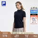 FILA 斐樂官方女子針織短袖衫2026夏季新款戶外運動半拉鏈修身T恤 深黑-BK L 170/88A/L