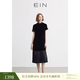 EIN言輕禮服新中式立領(lǐng)流光絲絨花邊拼接旗袍連衣裙黑色春夏新款 石墨黑 L