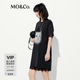 MO&Co.連衣裙接觸瞬間涼感棉質短袖印花T恤裙懶人裙寬松裙子摩安珂 深鷗灰色 L /170