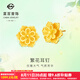 菜百首飾七夕禮物 黃金耳飾 足金時尚優雅繁花別致雙層花型耳飾  HJ 黃金耳飾 約2.89g