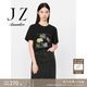 玖姿·安娜蔻【草目系列】珠片刺繡OVERSIZE休閑T恤女夏款 經典黑-第三批-KWFX83236 2XL