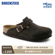 BIRKENSTOCK勃肯德國(guó)進(jìn)口男女款牛皮絨面革軟底Boston包頭拖鞋 深棕窄版660463 37