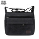 瑪嘎男士單肩斜挎包多功能帆布包休閑大容量男士包包 黑色