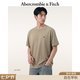 Abercrombie & Fitch經典小麋鹿圖案美式情侶純棉水洗T恤26夏男裝女裝124-6075 卡其色 M (180/100A)