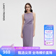 朗姿法式精致氣質禮服吊帶連衣裙設計感春季新款別致獨特顯瘦裙子 丁香紫色 S