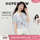 紅袖（hopeshow）POLO領針織衫2026夏季新款女裝撞色絲巾獨特漂亮miu系氣質上衣 淺粉藍401 M