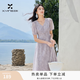 香影紫色碎花裙連衣裙女2026夏裝新款氣質通勤中長法式v領雪紡裙 淺紫 L 165/88A/110-125斤