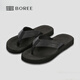 寶人（boree）人字拖男士夏季新品石墨烯抗菌防滑防臭皮質(zhì)外穿夾腳沙灘涼拖鞋 黑色 44