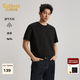卡賓（CABBEEN）【滿(mǎn)印單C大提花】T恤男方勝紋提花面料休閑隨性26春透氣短袖T恤 煤黑色01 2XL /185/54