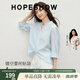 紅袖（hopeshow）淡人高知穿搭襯衫2026夏季新款女裝設計感不對稱鏤空蕾絲花邊上衣 淺粉藍401 M