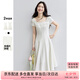 尚都比拉優雅氣質兩袖長A字連衣裙女夏季收腰顯瘦短袖裙吊帶裙白色中長裙