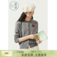 紫涵（ZIHAN）紫涵圓領長袖針織開衫女年秋季新款草莓刺繡軟糯寬松毛衣外套 灰色 M