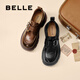 百麗（Belle）張凌赫推薦黑巧樂(lè )福鞋女商場(chǎng)英倫風(fēng)牛皮厚底小皮鞋E1Z1DAM6預售 棕色 37