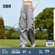 森馬（Semir）休閑褲女闊腿工裝褲質感時尚高街女生冬季酷颯風降落傘褲鹽系 茶灰20700 165/70A/L