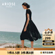 艾諾絲雅詩ARIOSEYEARS夏季新品通勤萊賽爾修身針織拼接連衣裙30439035 黑色 M