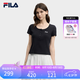 FILA 斐樂官方女子針織短袖衫2026夏新款時尚簡約百搭顯瘦修身T恤 正黑色-BK L 170/88A/L
