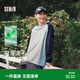 森馬（Semir）長袖T恤男春季撞色拼接速干上衣2026小寬松V領情侶裝109126101204