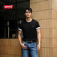 Levi's李維斯情侶同款美式復(fù)古簡約休閑時尚寬松LOGO印花短袖T恤 黑色 L
