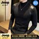 JEEP SPIRIT2026夏季半高領(lǐng)打底衫男士緊身修身韓版潮流帥氣上衣服男裝 黑色【奢級(jí)甄選】 M （適合115斤以內(nèi)）