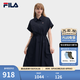 FILA 斐樂官方女子梭織連衣裙2026秋新款裙子時尚休閑舒適襯衫裙 啟靈藍-DB L 170/88A/L