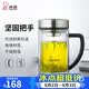 希諾（heenoor）雙層玻璃杯男士耐熱防燙帶把帶手柄商務辦公玻璃水杯過濾茶杯子 小熊杯蓋-雙層帶濾網435ml