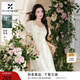 香影【王楚然同款】天絲白色連衣裙女2026新款花路夏堇泡泡袖裙子