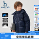 哈吉斯（HAZZYS）品牌童裝男童羽絨服冬季新款三防舒適克輕防鉆絨柔軟羽絨服 藏藍(lán) 160