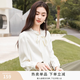 香影飄帶蝴蝶結雪紡襯衫女長袖2026秋季新款襯衣垂感職業通勤上衣 米色 M