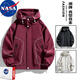 NASA RHUDE春季棒球服外套男秋冬夾克連帽潮流衣服男裝情侶裝休閑夾克男秋裝 酒紅 XL (建議體重140-160斤)