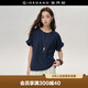 佐丹奴（Giordano）設(shè)計(jì)師款T恤女夏季新款女士圓領(lǐng)寬松花苞短袖上衣18325917