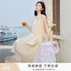 香影藍色海邊連衣裙女無袖2026夏裝新款不規則荷葉邊航海系沙灘裙 鷺白 M 160/84A/95-110斤