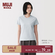 MUJI 女式涼感防汗漬圓領短袖T恤上衣打底衫內搭女裝女款夏季BB2WTA6S 淺藍色 M (160/84A)