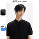 太平鳥男裝 含桑蠶絲翻領短袖t恤POLO衫男B1COF2414 黑色1 XL