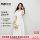 尚都比拉含麻醋酸萊賽爾連衣裙女春夏氣質(zhì)鏤空串珠圓領(lǐng)A字裙寬松顯瘦長裙